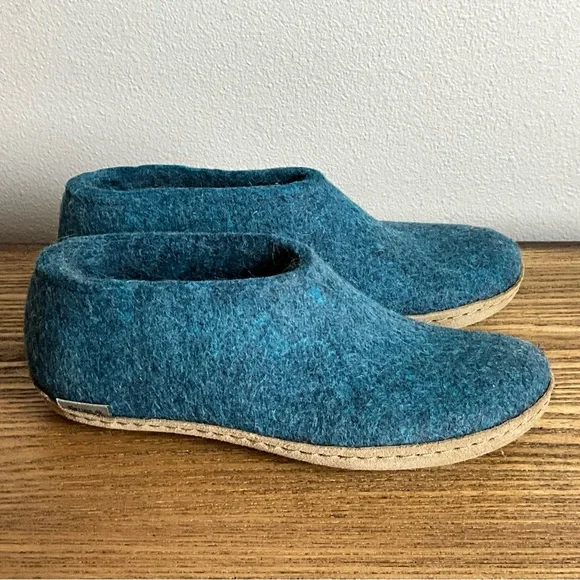 Glerups Petrol Blue Wool Slippers, New in Box - Picture 2 of 9